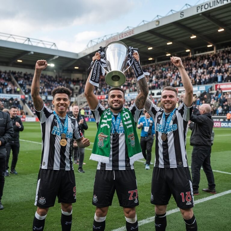 newscastle celebrating efl cup final